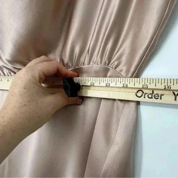 The Sei 100% Silk Draped One-Shoulder Mini Dress Champagne Pink Size 6 $747 - Picture 15 of 15